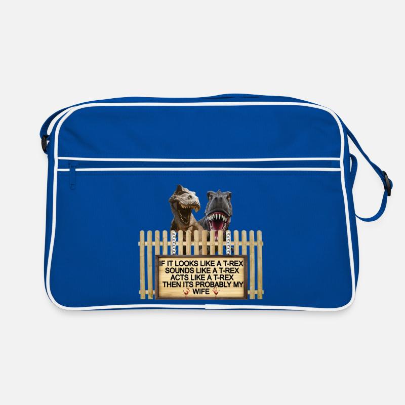 TREX Ehefrau Witz Zeichen T-Shirt - Retro Tasche - Blau/Weiß