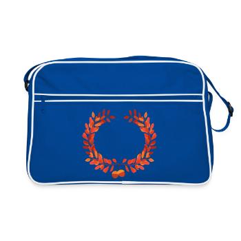 Feuilles d’automne entourées de glands - Sac Retro - bleu/blanc - Devant