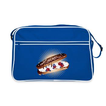 Illustration eines Eclairs mit Sahne und Liebe - Retro Tasche - Blau/Weiß - Vorne
