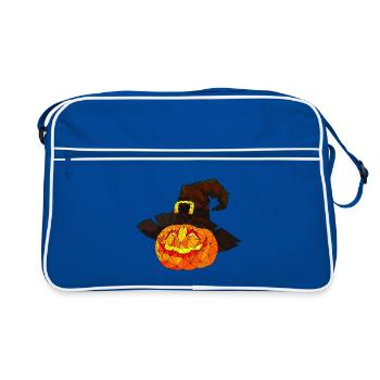 Polygonaler Halloween Kürbis dreieckige Poly Kunst - Retro Tasche - Blau/Weiß - Vorne