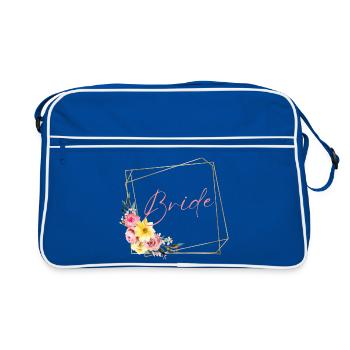 Team Bride! Flowers, customisable - Retro Bag - blue/white - Front