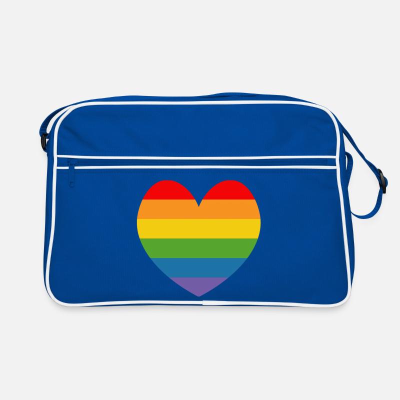 LGBT CSD TShirt Rainbow HEART Retro Bag