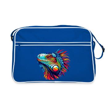 Leguan - Retro Tasche - Blau/Weiß - Vorne