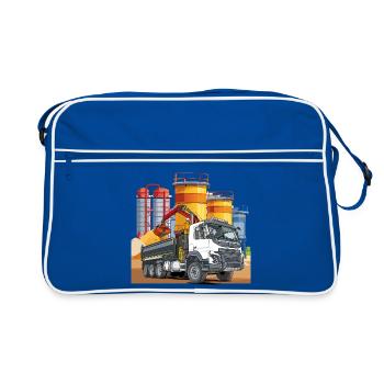 LKW in der Mischanlage - Retro Tasche - Blau/Weiß - Vorne