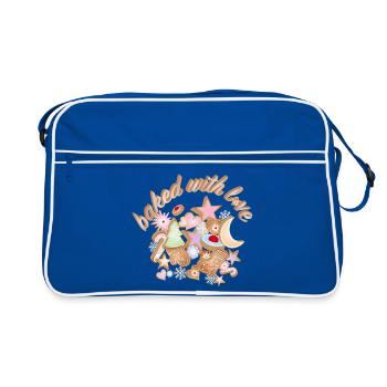 Biscuits de Noël colorés – cuits avec amour - Sac Retro - bleu/blanc - Devant