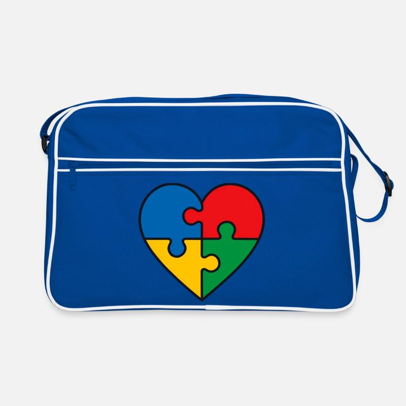 Puzzle Herz Autismus Symbol - Spruch Geschenk Retro Tasche