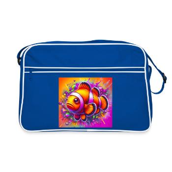 Clownfisch - Retro Tasche - Blau/Weiß - Vorne