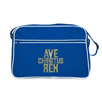 Ave Christus Rex Crown an Sword - Retro Bag - blue/white - Front