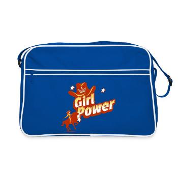 Westliche weibliche Energie mit Stern und Krone - Retro Tasche - Blau/Weiß - Vorne