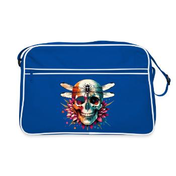 Mystic Skullflower - Retro Tasche - Blau/Weiß - Vorne