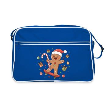 dessin animé de planche à roulettes de Noël - Sac Retro - bleu/blanc - Devant