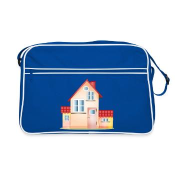 Colorful House – Friendly Home Motif - Retro Bag - blue/white - Front