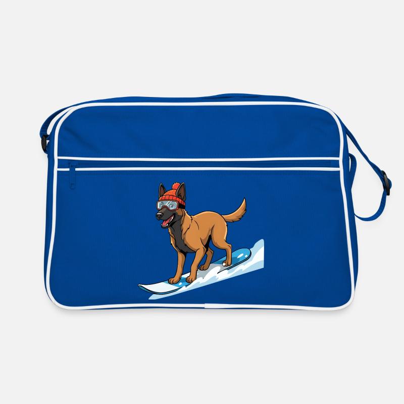 Snowboard dog with hat and ski goggles Retro Bag