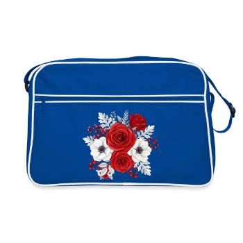 Red and White Floral Bouquet - Retro Bag - blue/white - Front
