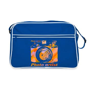 Kamera in leuchtenden Farben - Retro Tasche - Blau/Weiß - Vorne