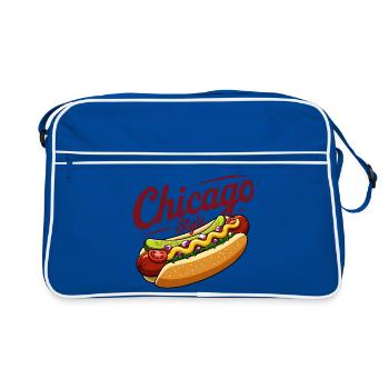 Klassisches Hotdog-Futterdesign im Chicago-Stil - Retro Tasche - Blau/Weiß - Vorne