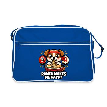 Ramen Makes Me Happy Dog - Retro Bag - blue/white - Front