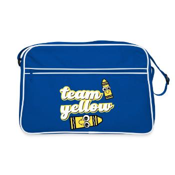 Team Yellow Crayons with Face - Retro Bag - blue/white - Front