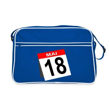 18. Geburtstag Mai Kalender - Retro Tasche - Blau/Weiß - Vorne