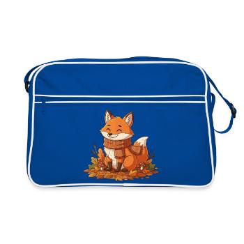Renard automnal avec écharpe - Sac Retro - bleu/blanc - Devant