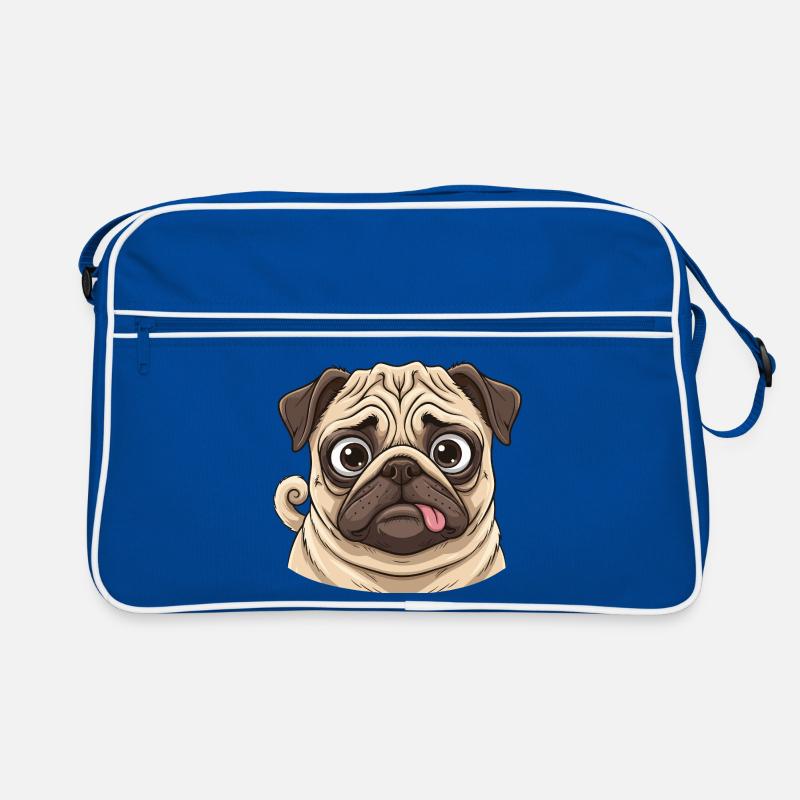 Cuddly Pug Cartoon Face Retro Bag