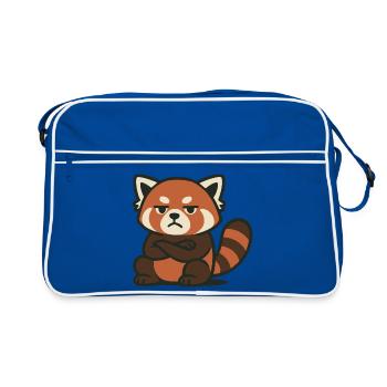 Grimmiger Roter Panda mit verschränkten Armen - Retro Tasche - Blau/Weiß - Vorne