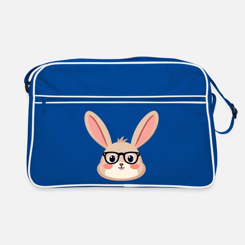 Rabbit with glasses - Retro Bag - blue/white