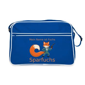 Fuchs Geheimagent im Anzug aka der Sparfuchs - Retro Tasche - Blau/Weiß - Vorne