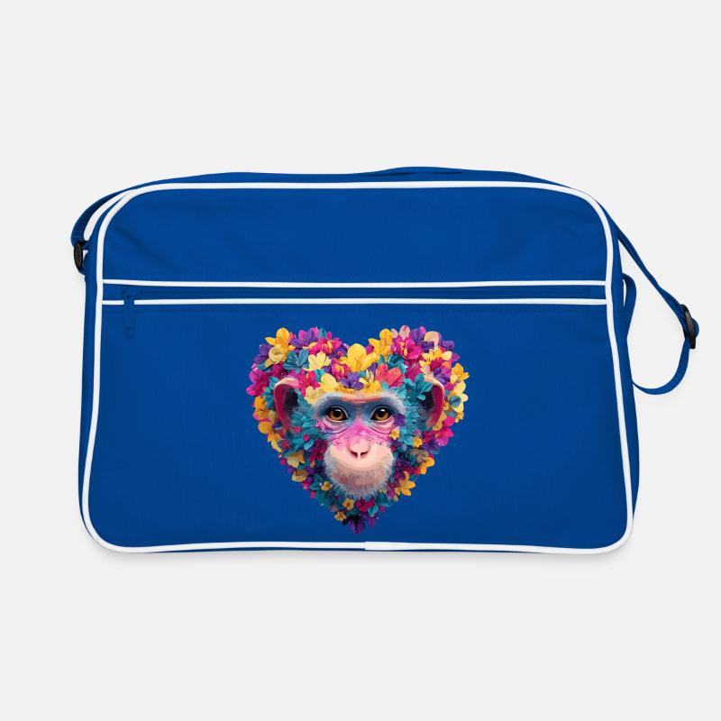 Jeu de couleurs cœur de singe avec guirlande de fleurs Sac Retro