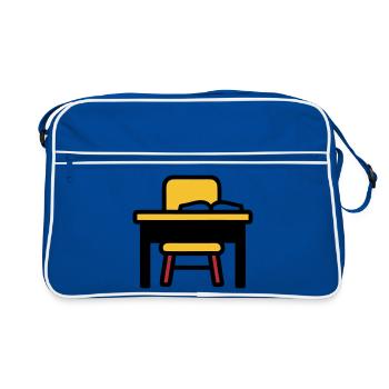 Examens d’apprentissage à table de bureau scolaire - Sac Retro - bleu/blanc - Devant