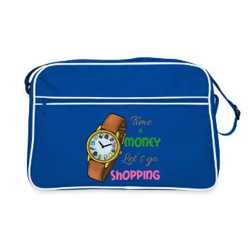 Shopping Abenteuer - Retro Tasche - Blau/Weiß - Vorne