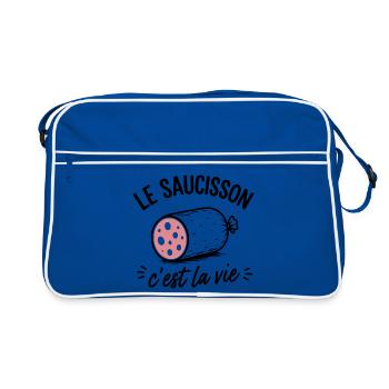Le Saucisson C'est La Vie Design Humoristique - Sac Retro - bleu/blanc - Devant