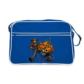 Autumn harvest scare figure with pumpkins - Retro Bag - blue/white - Front