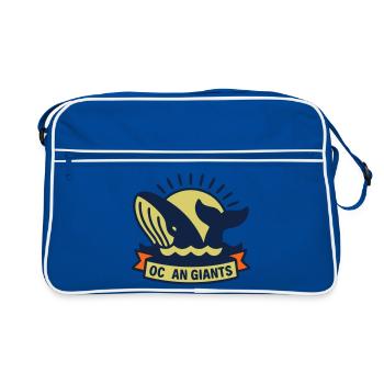 Wal Ozean Meeresschutz Tauchen Tauchurlaub - Retro Tasche - Blau/Weiß - Vorne