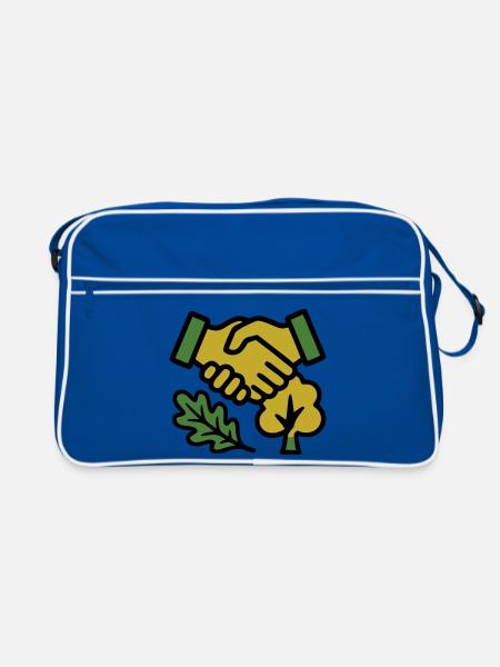 Poignée de main Logo de la Forêt Naturelle - Sac Retro - bleu/blanc - Devant