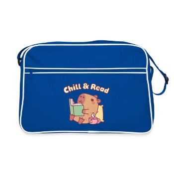 Mignonne capybara lisant un livre - Détendez-vous et lisez - Sac Retro - bleu/blanc - Devant