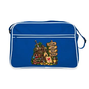 Abenteuer Loot Rast Wiederholen - Retro Tasche - Blau/Weiß - Vorne