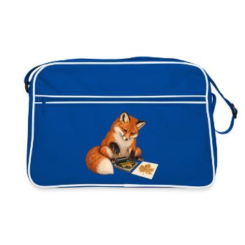 Fuchs druckt botanische Blätter - Retro Tasche - Blau/Weiß - Vorne