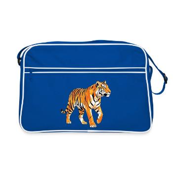 Poly Stil Tiger - Retro Tasche - Blau/Weiß - Vorne