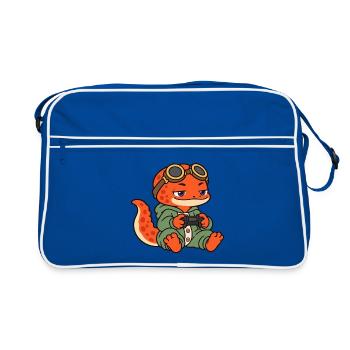 Schläfriger Gamer Salamander - Retro Tasche - Blau/Weiß - Vorne