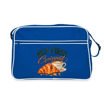 Zuerst laufen, später Croissant – Running & Coffee Club - Retro Tasche - Blau/Weiß - Vorne