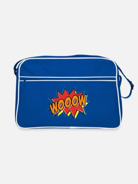 WOOOW - Wow! Comi Strip Style - Pop Art - Orange - Retro Bag - blue/white - Front