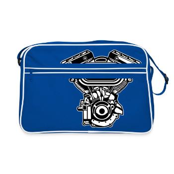 Moteur moto / Moteur 02_schwarz - Sac Retro - bleu/blanc - Devant