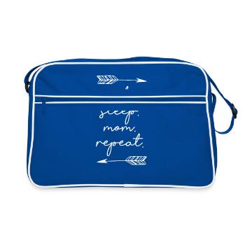 Eat Sleep Mom Repeat Mutter Tag Muttertag Geschenk - Retro Tasche - Blau/Weiß - Vorne