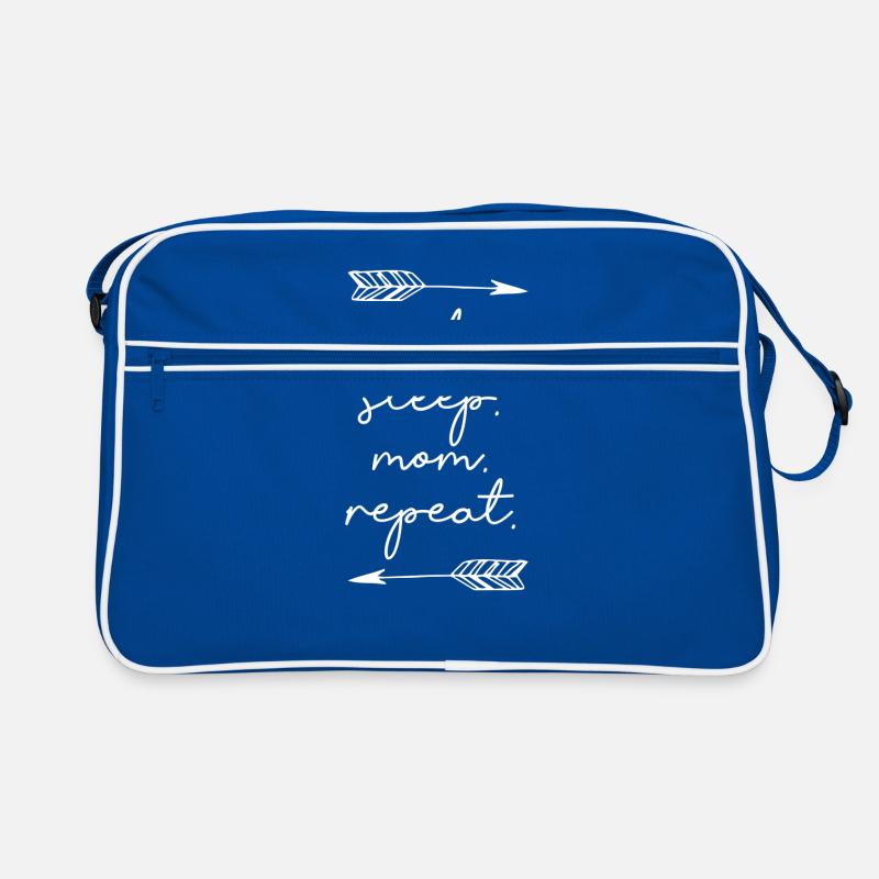 Eat Sleep Mom Repeat Mutter Tag Muttertag Geschenk - Retro Tasche - Blau/Weiß