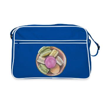 Délicieux macarons sandwich biscuits meringue pâtisseries - Sac Retro - bleu/blanc - Devant