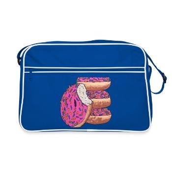 Donut stack pink delicious snack - Retro Bag - blue/white - Front