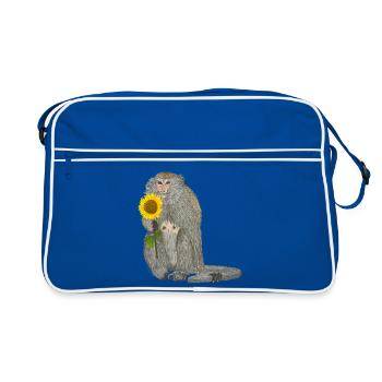 Monkey Sunflower Macaque - Retro Bag - blue/white - Front