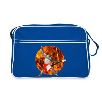 Monkey Whitebeard Gibbon Electric Guitar Fire Lets Rock - Retro Bag - blue/white - Front
