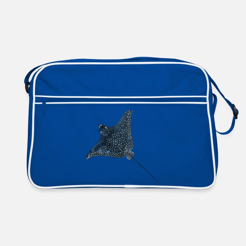 Rochen Adlerrochen Stachelrochen Riff Tauchen - Retro Tasche - Blau/Weiß